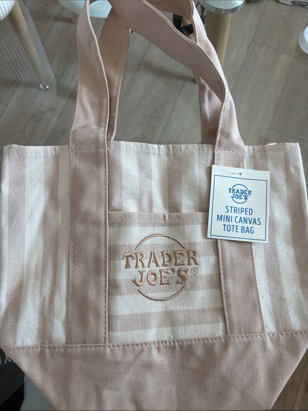 Trader Joe's Mini tan Striped Mini Canvas Tote